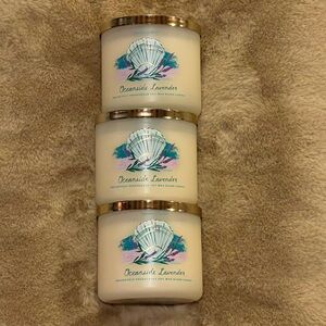 BBW OCEANSIDE LAVENDER CANDLE 3 WICK LARGE BUNDLE BATH AND BODY WORKS NEW